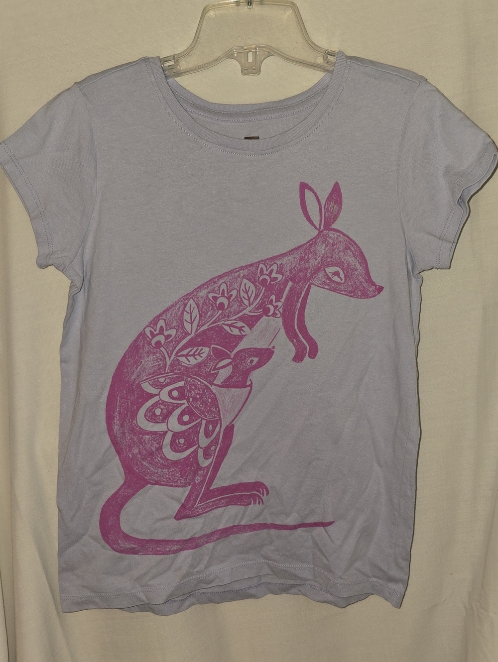 Tea Collection Light Purple Tee with Pink Kangaroo Print